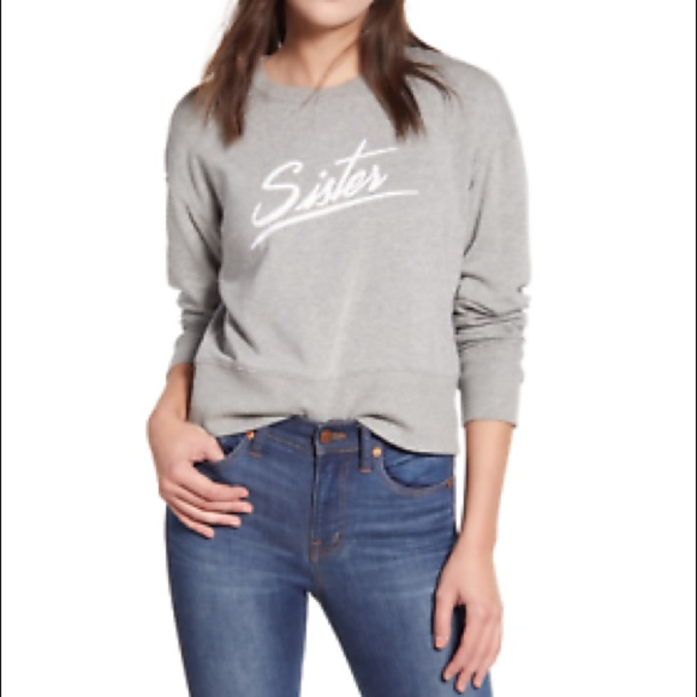 Madewell Mile(s) Sister heather grey graphic sweatshirt size M